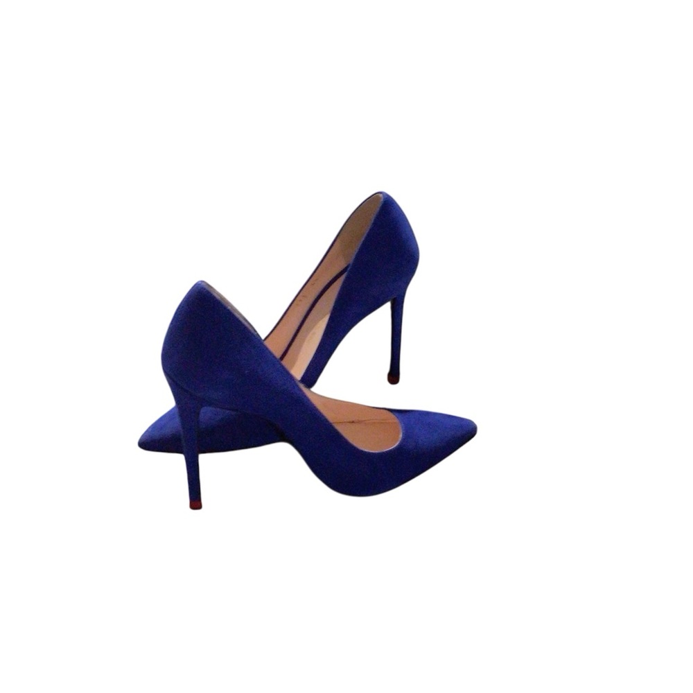 Leonardo Russo blue suede heels with red heel tip size 36 1/2 or 6.5